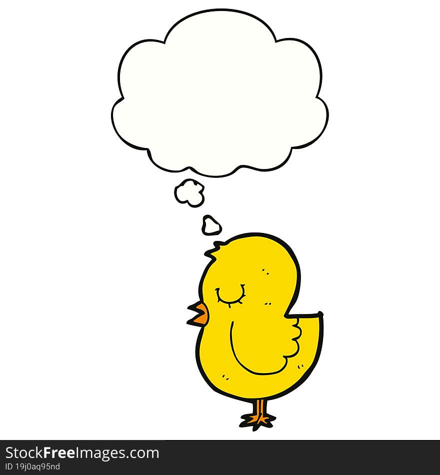 cartoon bird with thought bubble. cartoon bird with thought bubble