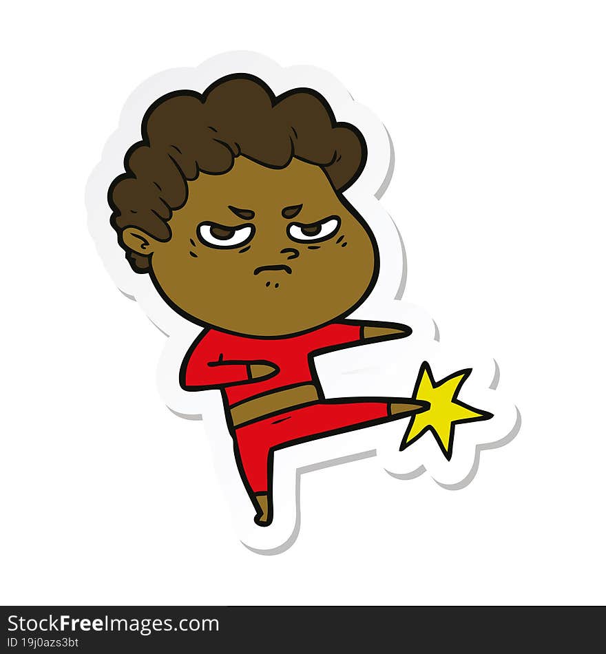 sticker of a cartoon angry man