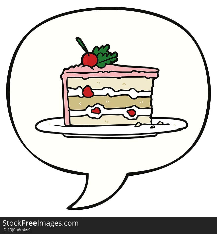 cartoon tasty dessert;cake and speech bubble