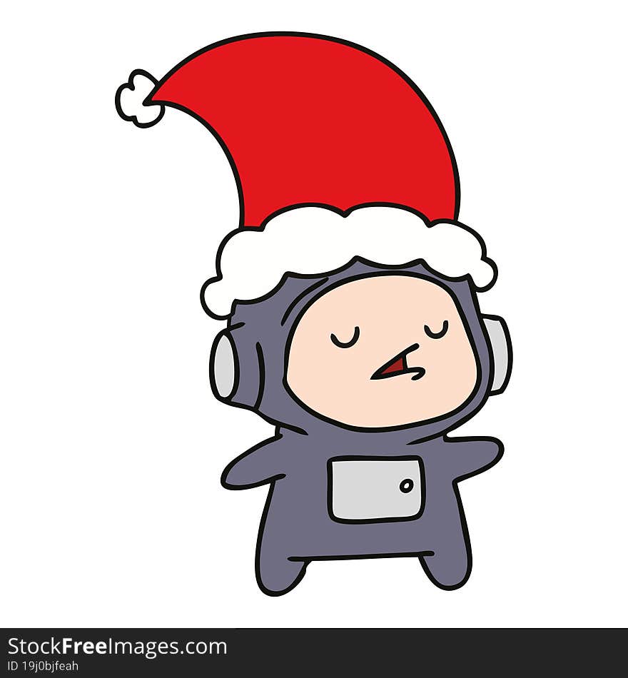 christmas cartoon of kawaii astronaut