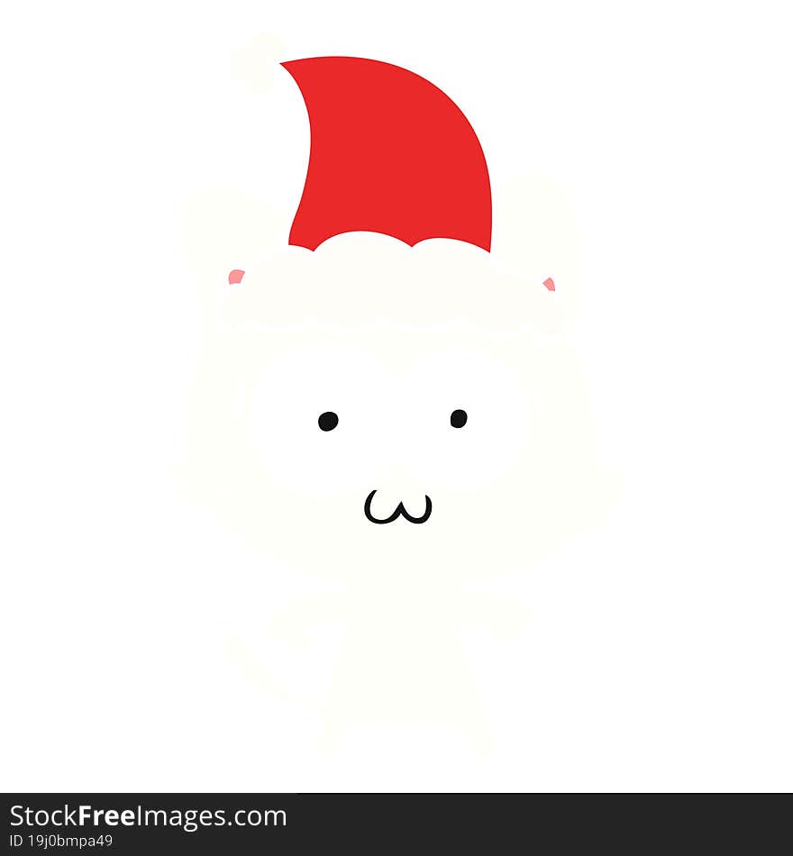 flat color illustration of a surprised cat wearing santa hat