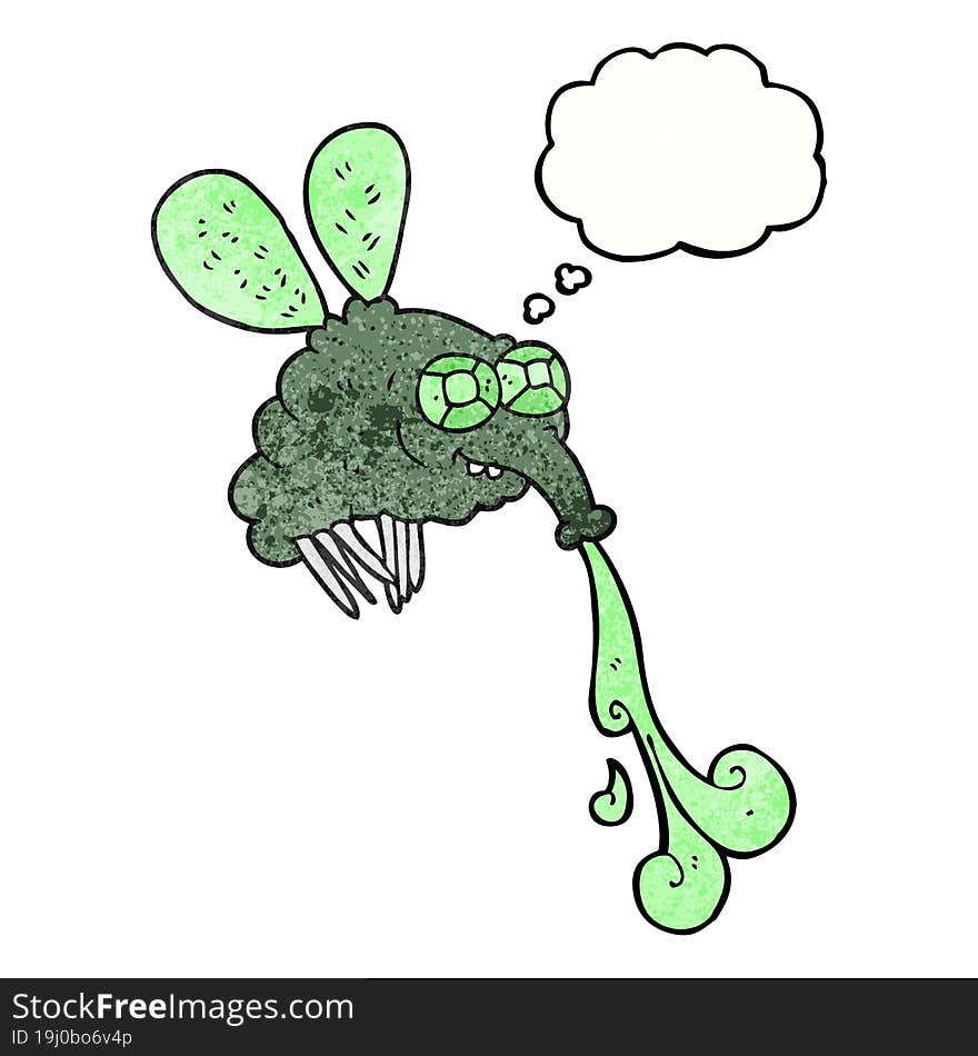 freehand drawn thought bubble textured cartoon gross fly