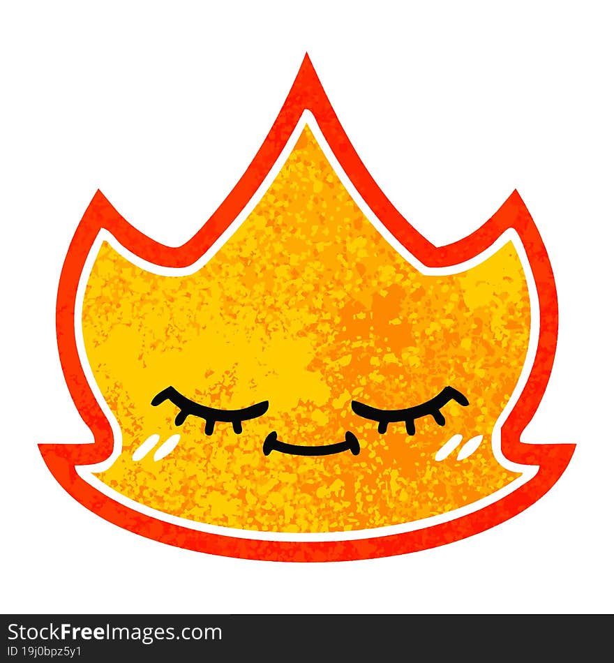 Retro Illustration Style Cartoon Fire Flame