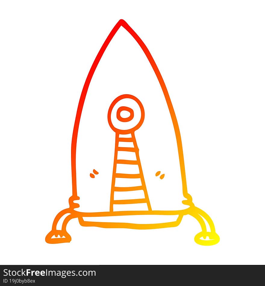 warm gradient line drawing cartoon space rocket