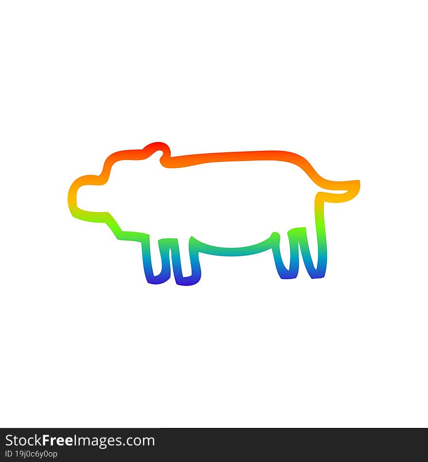 Rainbow Gradient Line Drawing Cartoon Animal Symbol