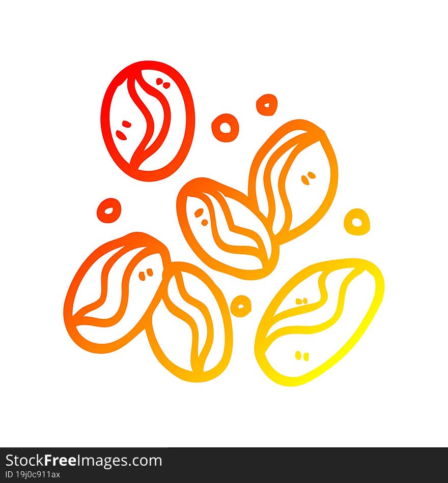 warm gradient line drawing of a cartoon coffee beans