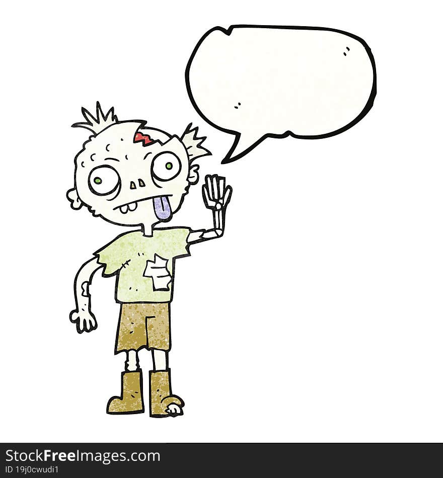 Speech Bubble Textured Cartoon Zombie