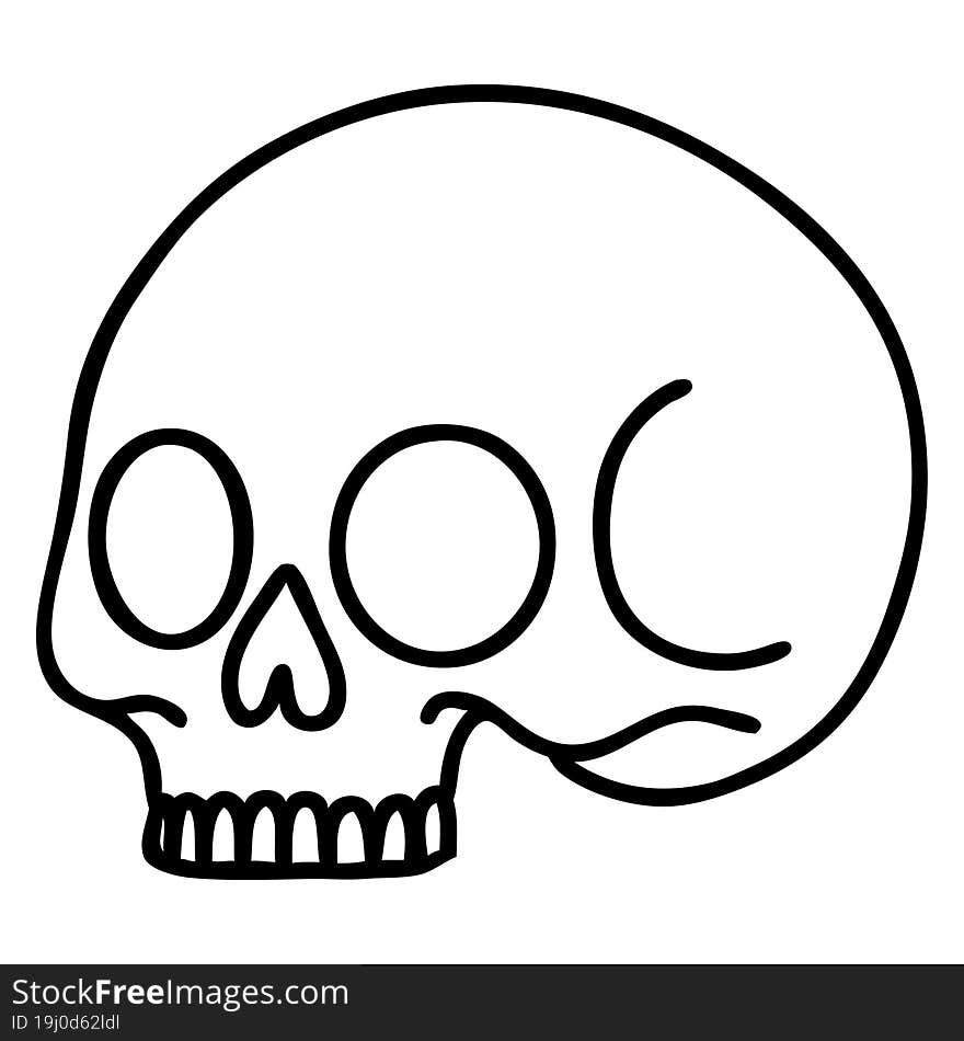 Black Line Tattoo Of A Skull