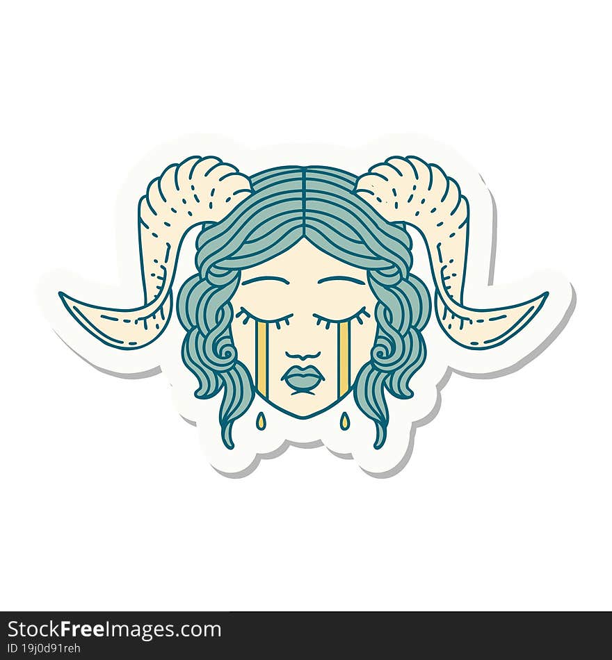 crying tiefling face sticker