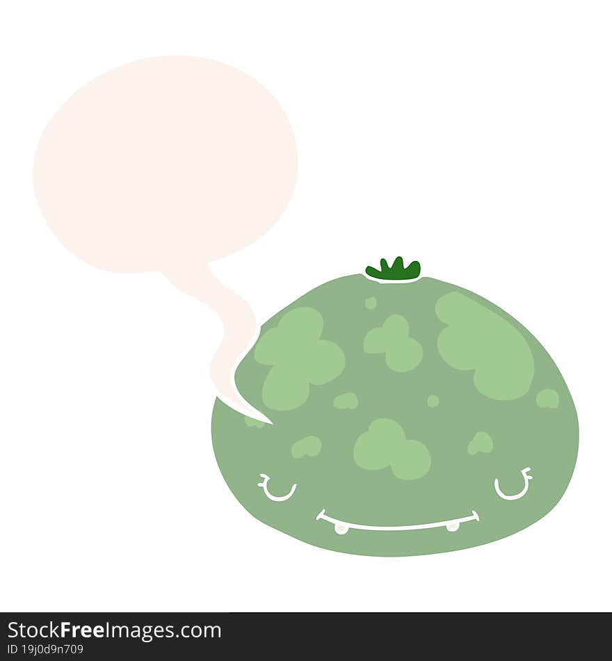 cartoon squash and speech bubble in retro style