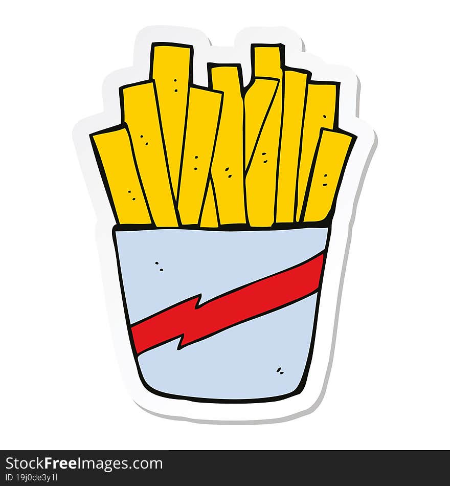 sticker of a cartoon box of fries