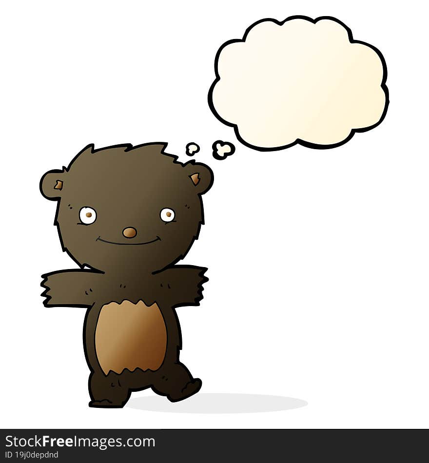 Cartoon Black Bear Cub With Thought Bubble