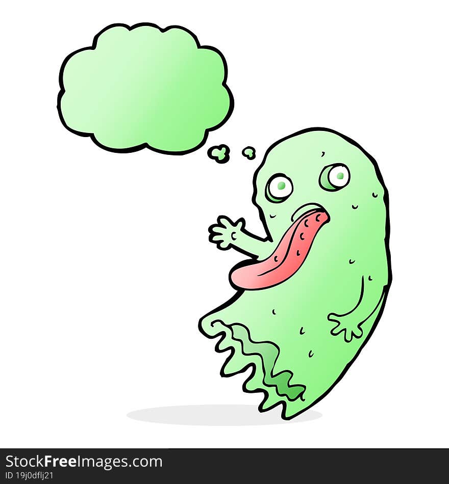 Gross Cartoon Ghost With Thought Bubble