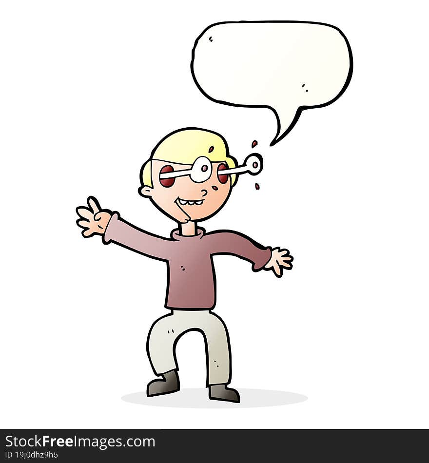 cartoon amazed boy with speech bubble