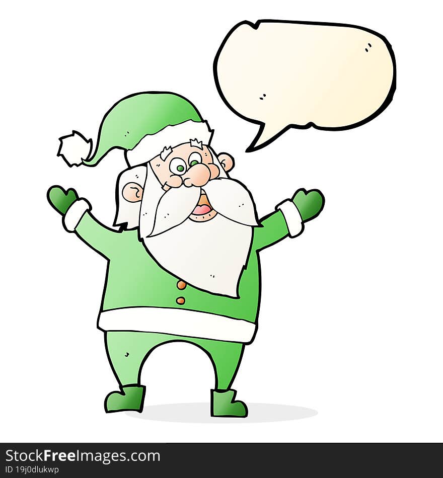 cartoon santa claus with speech bubble