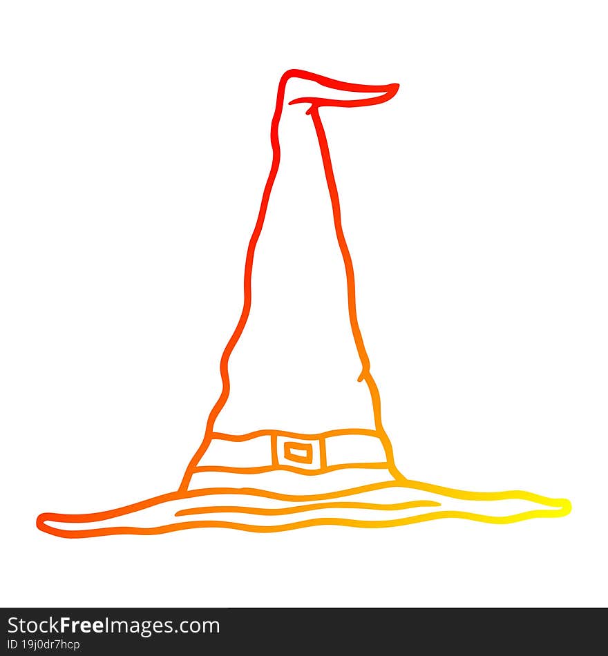 Warm Gradient Line Drawing Cartoon Witch Hat