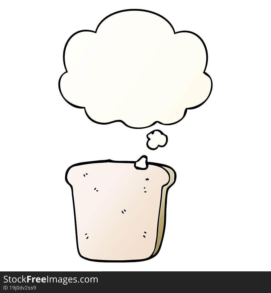 cartoon slice of bread with thought bubble in smooth gradient style