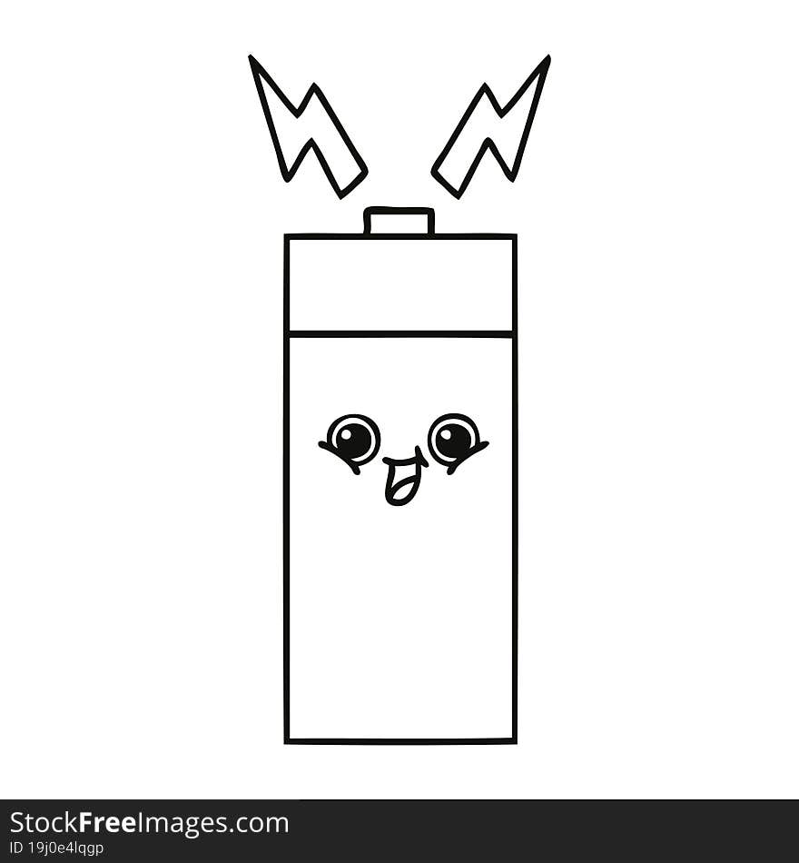 line drawing cartoon of a battery. line drawing cartoon of a battery