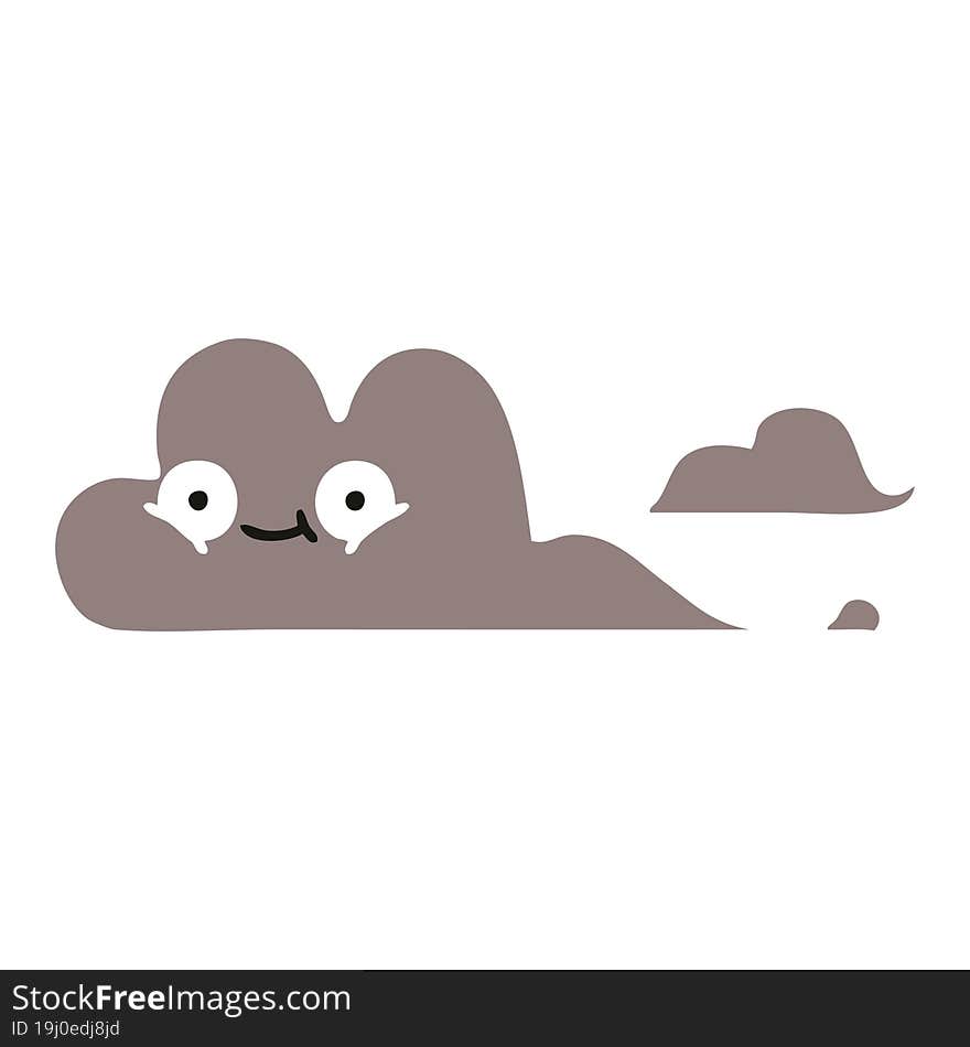 flat color retro cartoon storm cloud