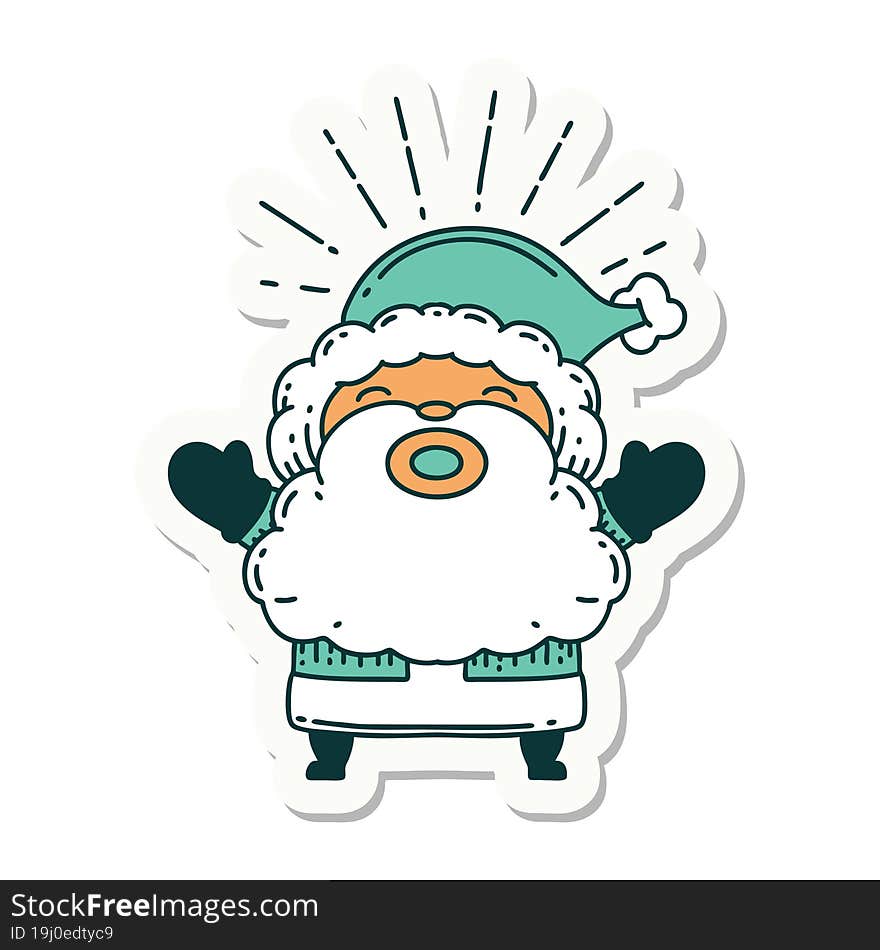 sticker of tattoo style santa claus christmas character