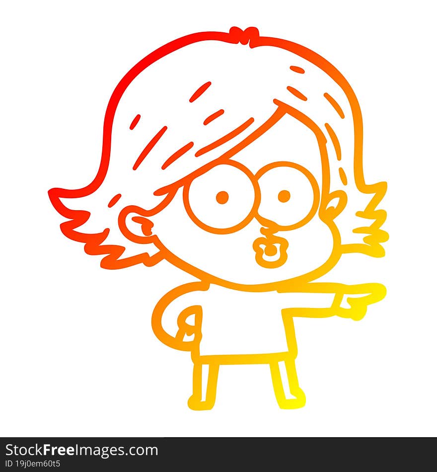 warm gradient line drawing cartoon girl pouting