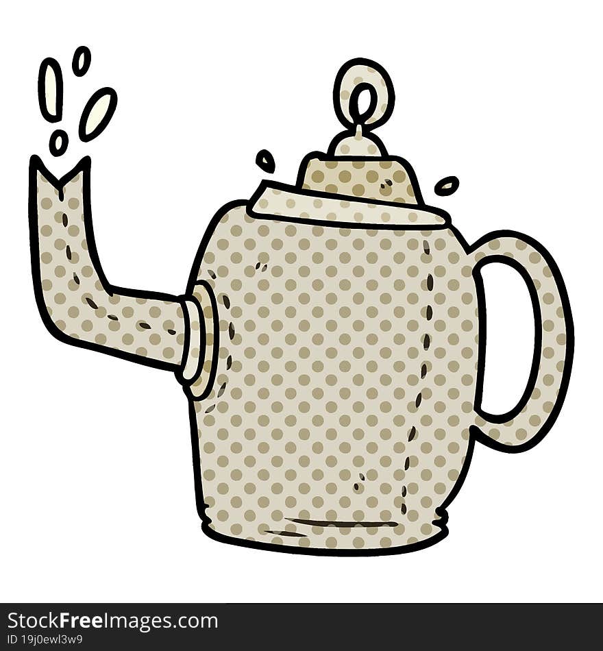 cartoon old metal kettle. cartoon old metal kettle