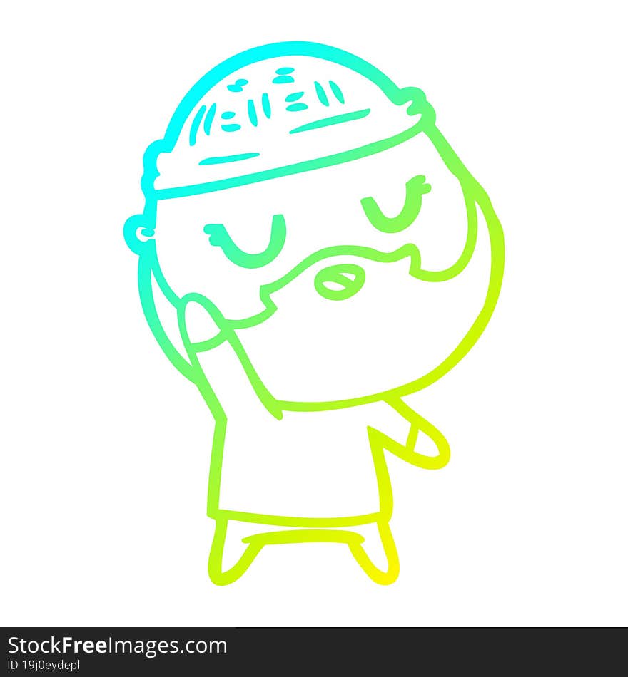 cold gradient line drawing cute cartoon man with beard