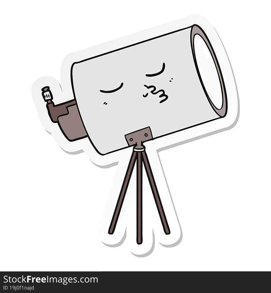 sticker of a cartoon telescope with face