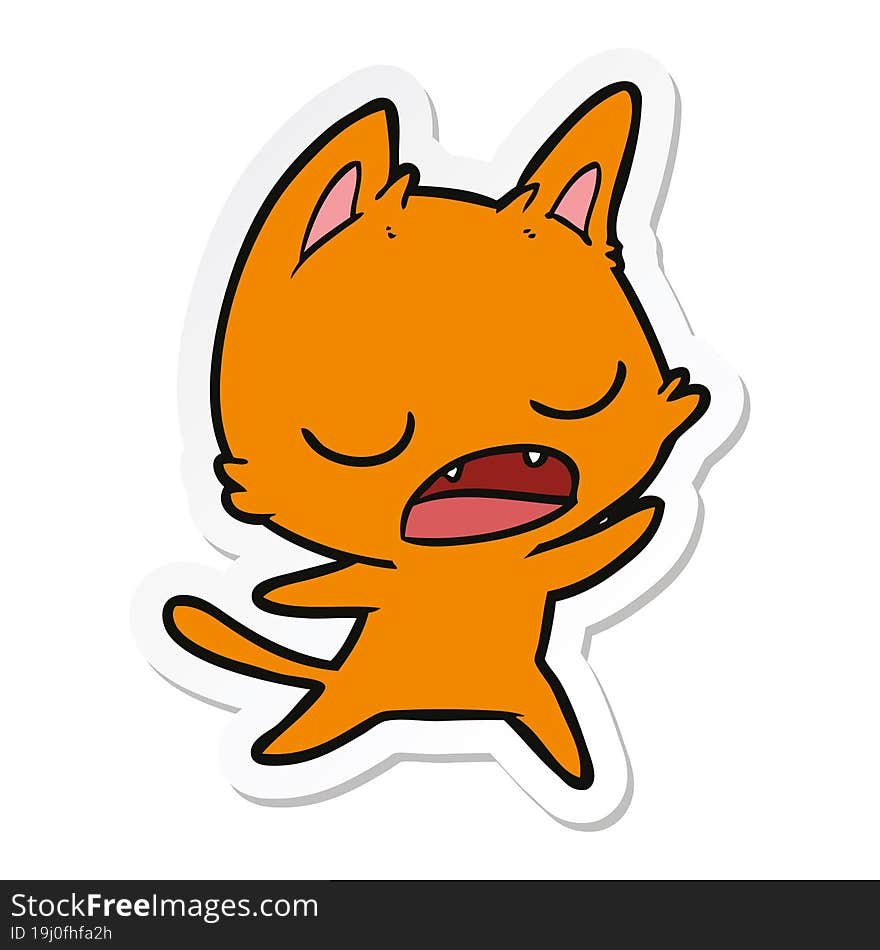 sticker of a talking cat cartoon