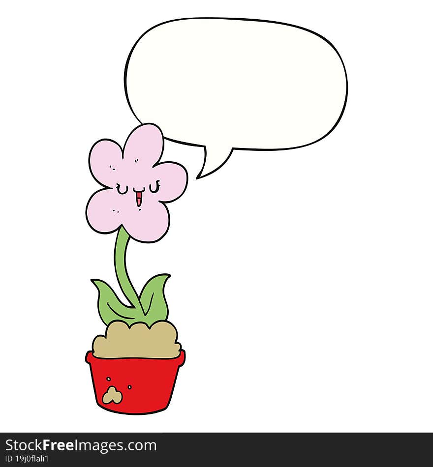 cute cartoon flower with speech bubble. cute cartoon flower with speech bubble