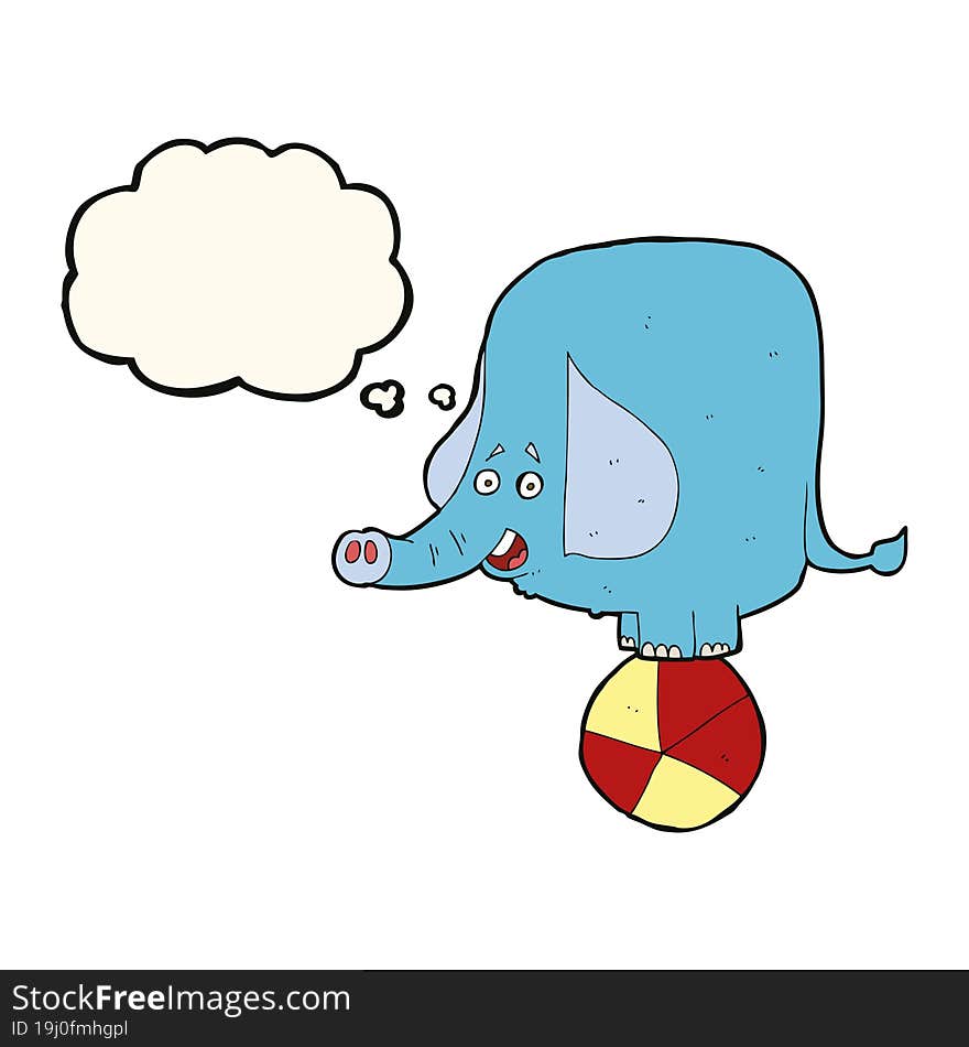 cartoon circus elephant with thought bubble