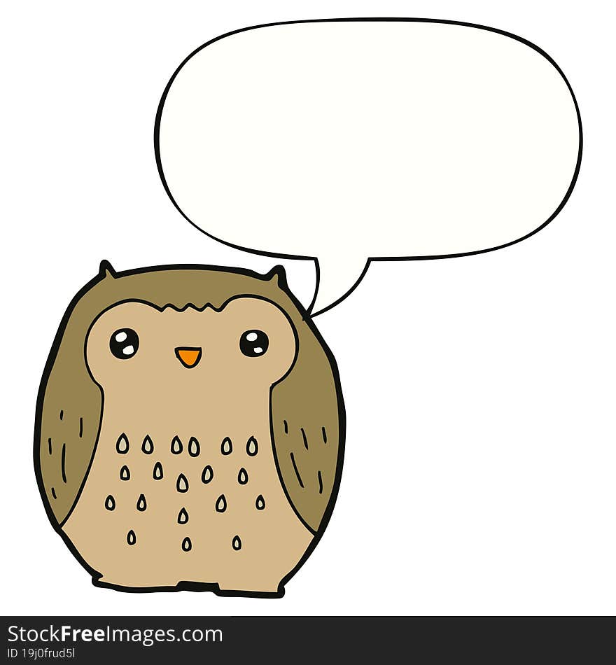 Cute Cartoon Owl And Speech Bubble