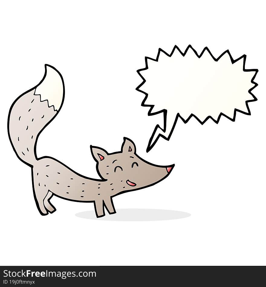 cartoon little wolf with speech bubble