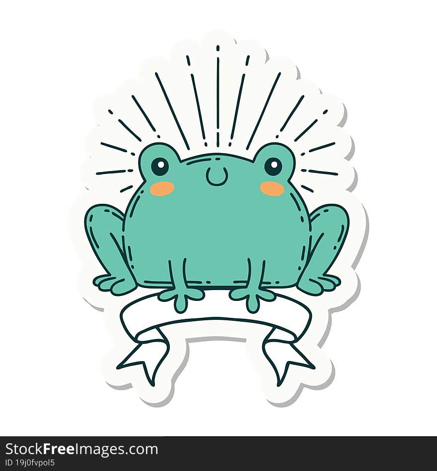 sticker of tattoo style happy frog