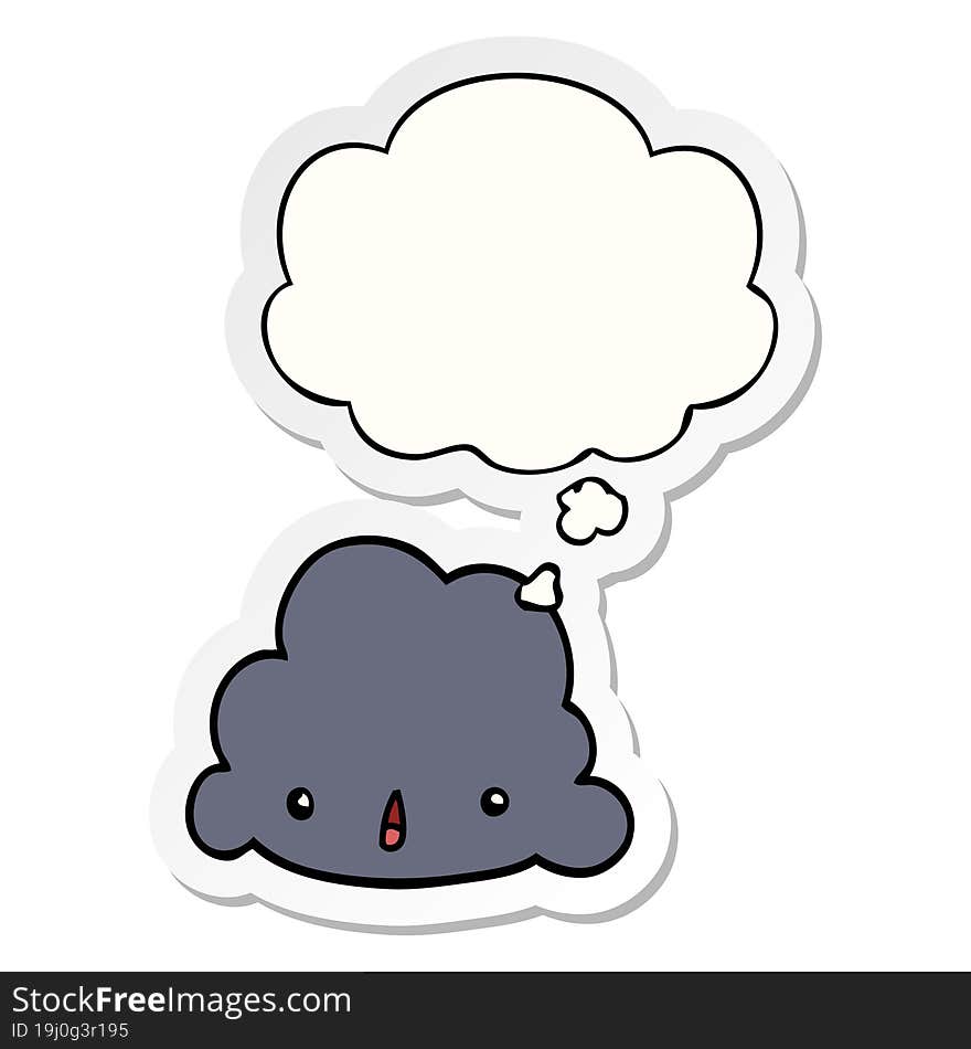 cartoon cloud and thought bubble as a printed sticker