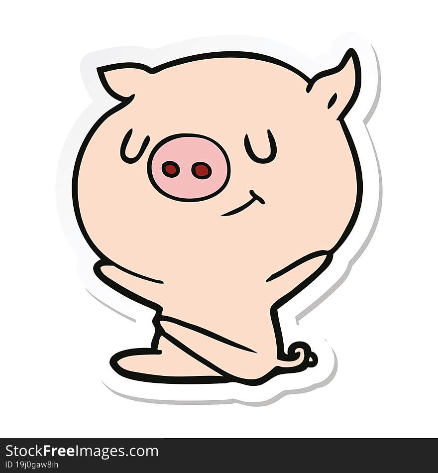 sticker of a happy cartoon pig