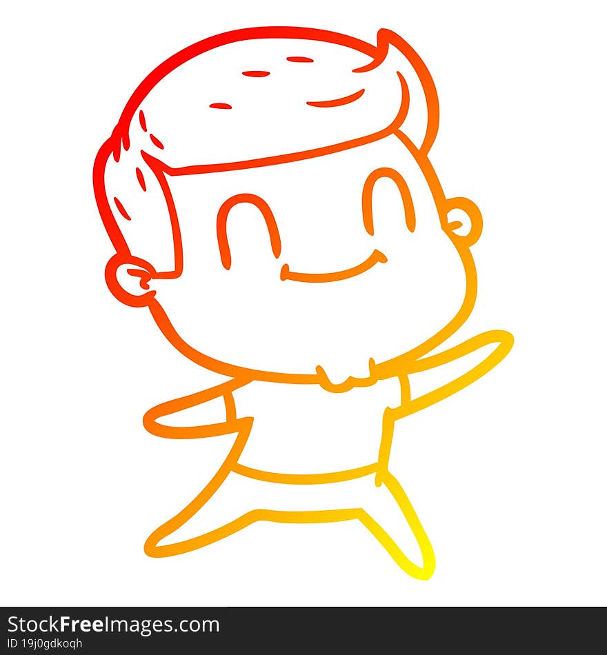 warm gradient line drawing of a cartoon friendly man