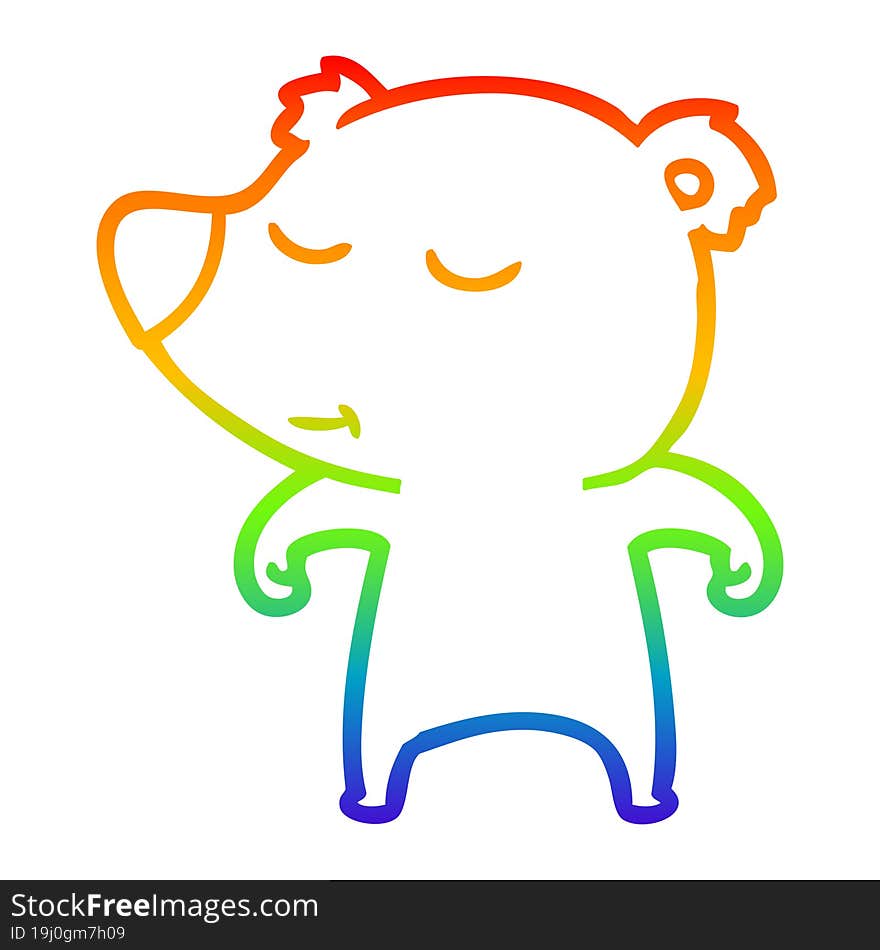 rainbow gradient line drawing happy cartoon bear