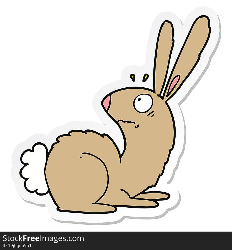 sticker of a cartoon startled bunny rabbit