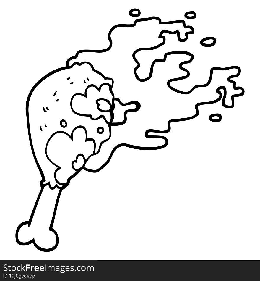 line drawing cartoon cooked chicken leg