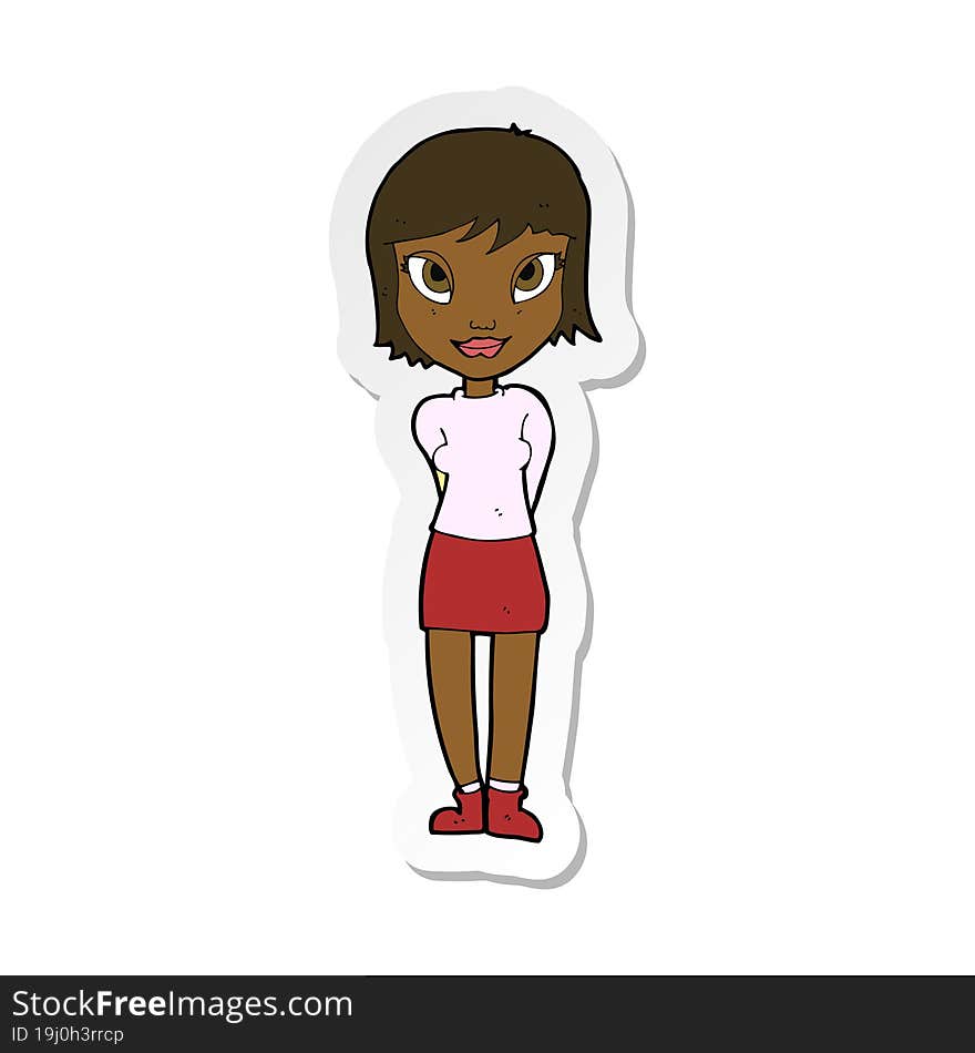 sticker of a cartoon pretty girl