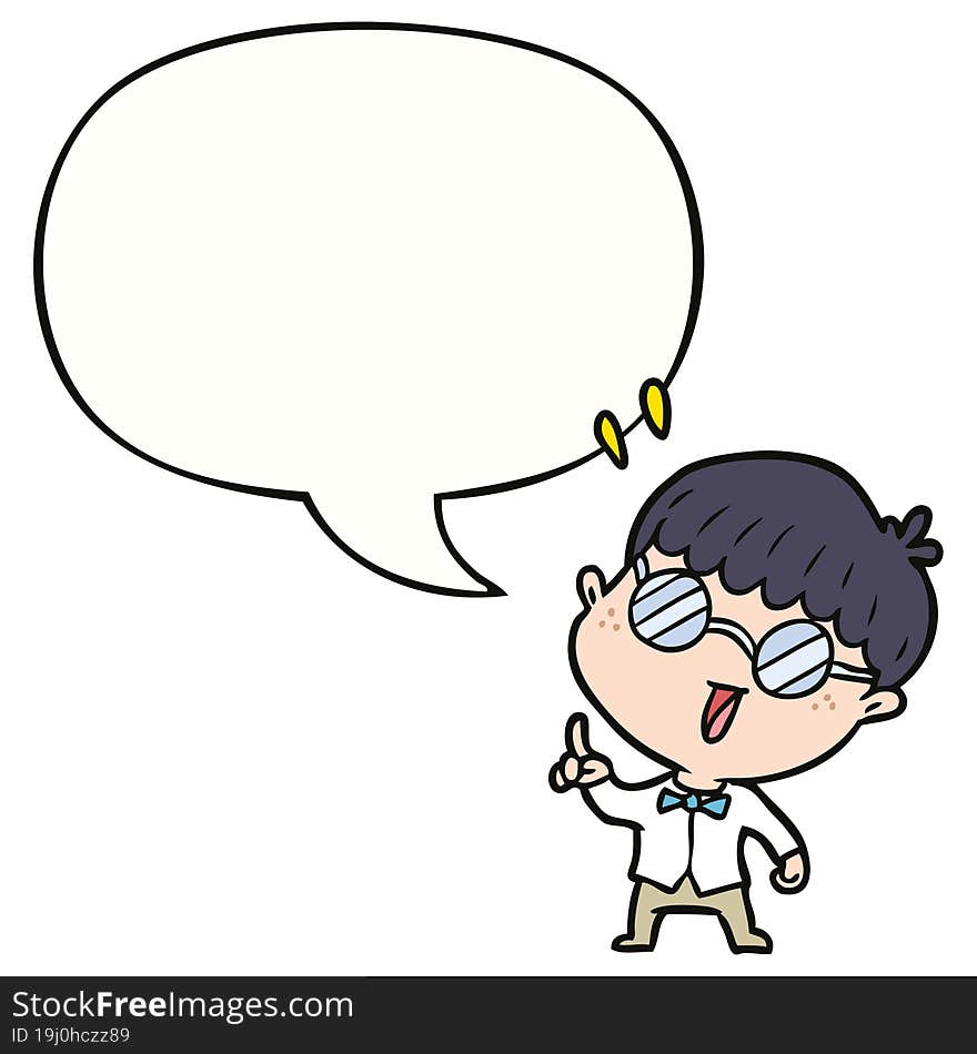 cartoon clever boy with idea with speech bubble. cartoon clever boy with idea with speech bubble