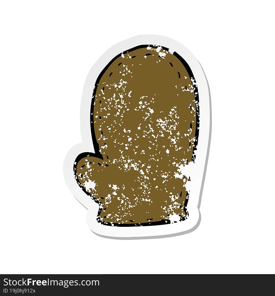 retro distressed sticker of a cartoon oven mit