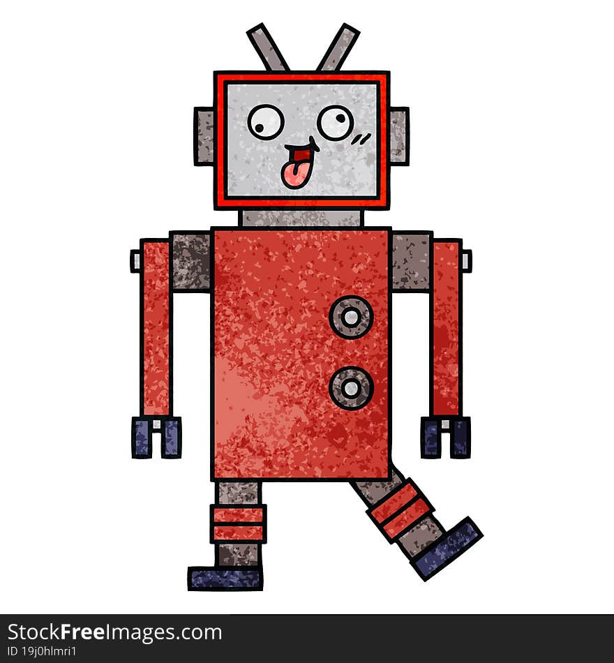 retro grunge texture cartoon of a robot