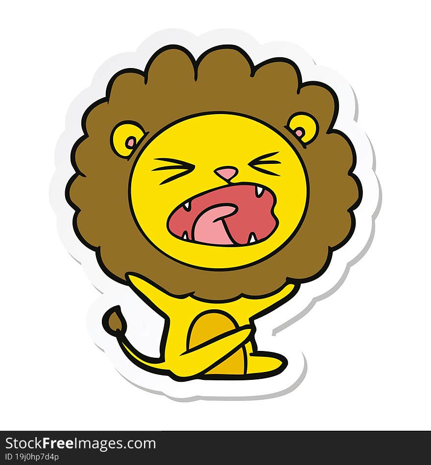 sticker of a cartoon lion throwing tantrum