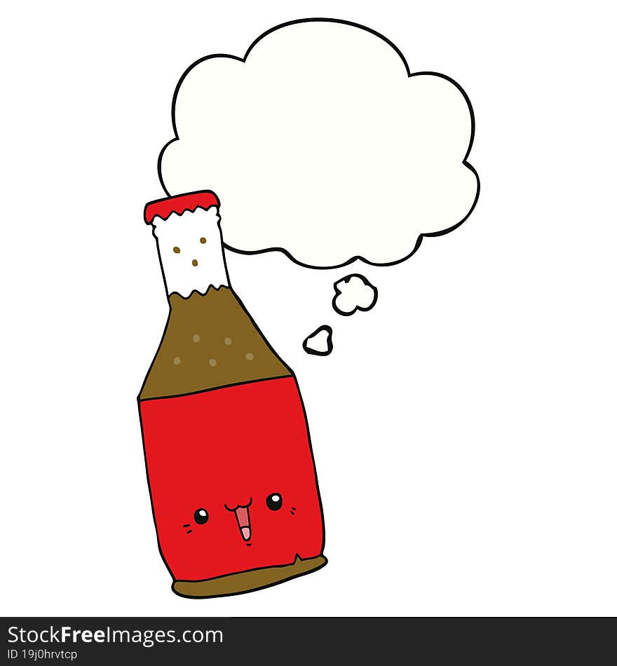 cartoon beer bottle and thought bubble