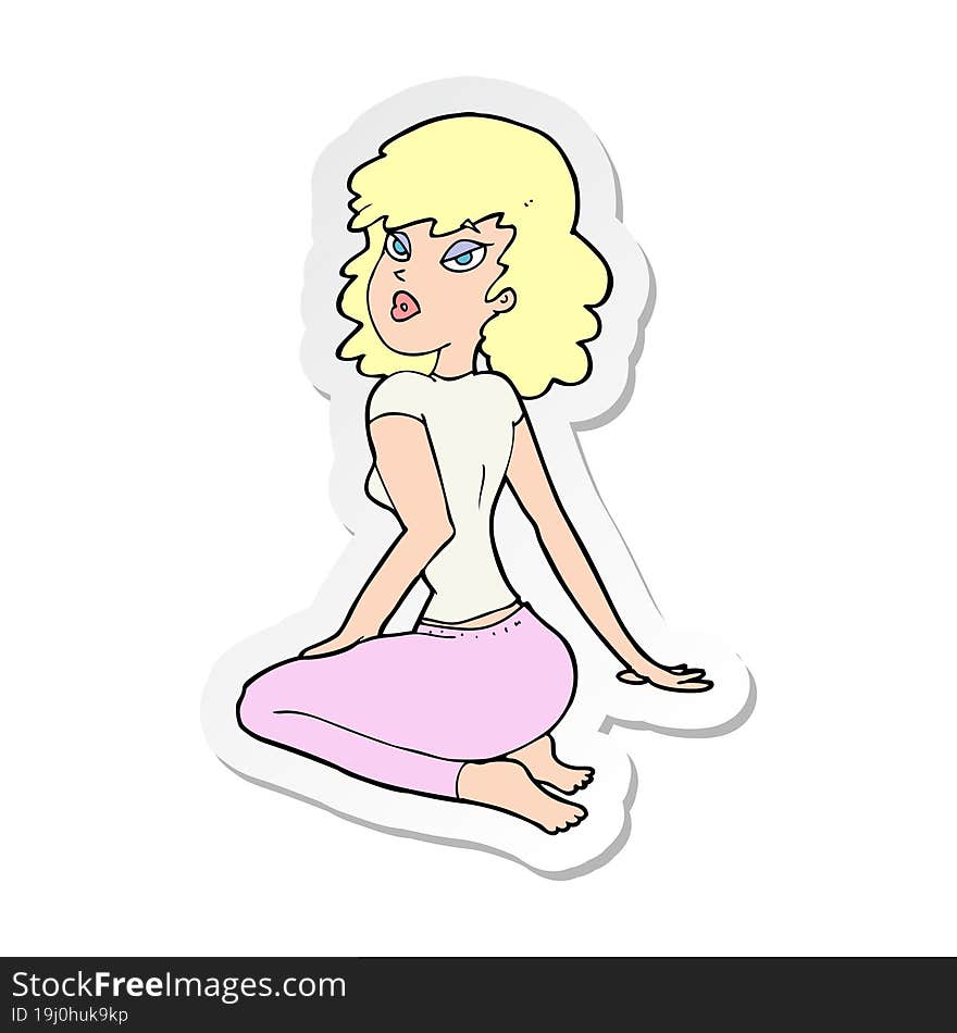 sticker of a cartoon pretty woman