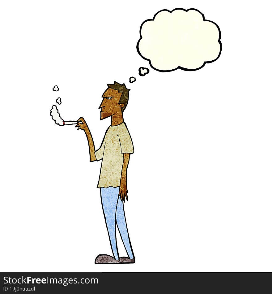 cartoon annoyed smoker with thought bubble