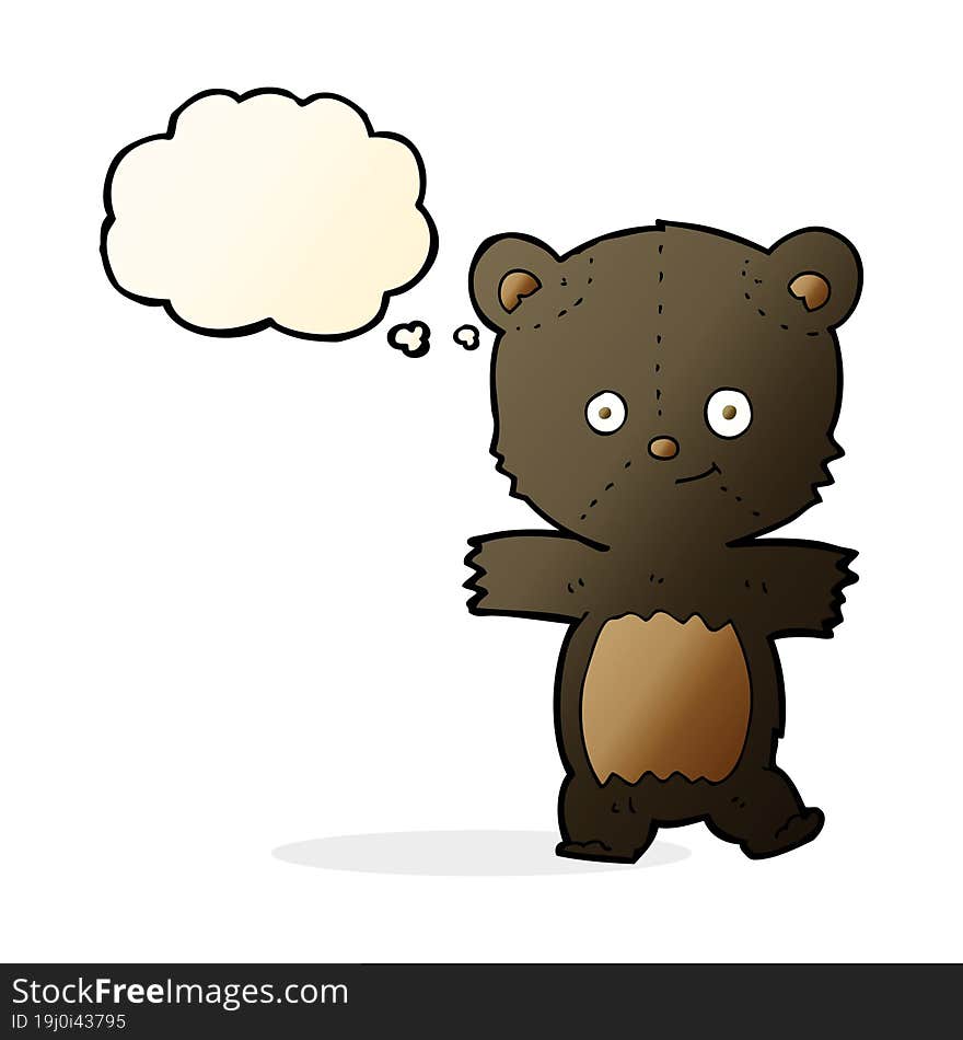 cute cartoon black bear with thought bubble