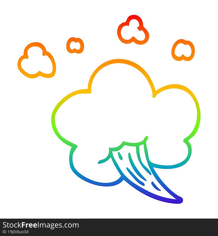 Rainbow Gradient Line Drawing Cartoon Whooshing Cloud